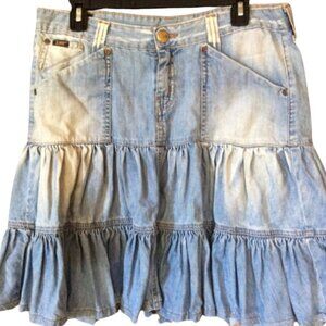 Vintage Lee Denim Drape Flounce Skirt – Size Small